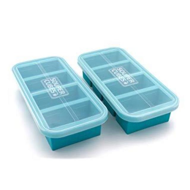 Souper Cubes Extra-Large Silicone Freezing Tray with Lid - 2 pack - makes 8 perfect 1cup portions - freeze soup broth or sauce