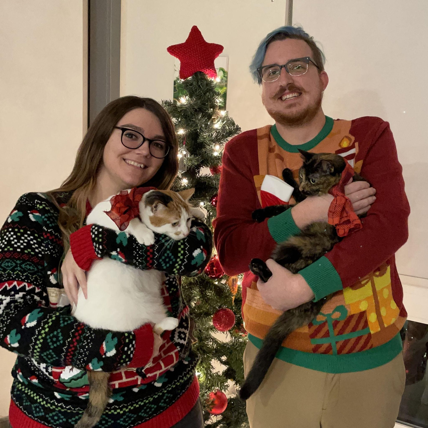 First Christmas card with Cumin (left) and Chai (right)