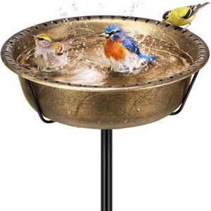 VIVOHOME Bird Bath for Outside, Outdoor 13'' Birdbath Bowl with Metal Ground Stake, Weather-Resistant ABS Bird Bath and Feeder for Garden, 1.45 Gallons, Copper