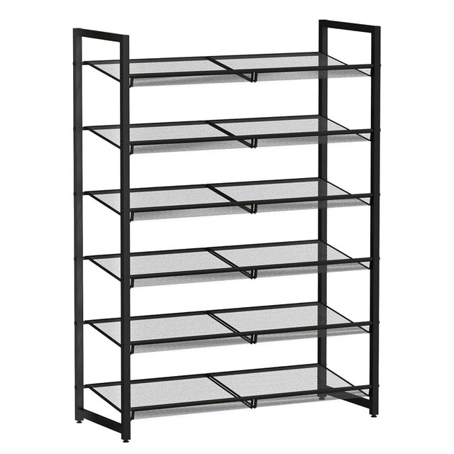 MILEFA Shoe Rack, 6-Tier Metal Shoe Organizer, Tall Shoe Rack for Closet,entryway,Garage, with Adjustable Flat or Angled Shelves, Holds 18-24 Pairs,Shoes that can accommodate The Whole Family.