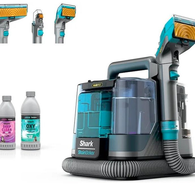 Shark StainStriker HairPro Portable Carpet and Upholstery Cleaner, Spot, Stain, Hair & Odor Remover, Perfect for Pets, Carpet, Area Rugs, Couches, Upholstery, Includes 3 Accessories, Teal, PX253BRN