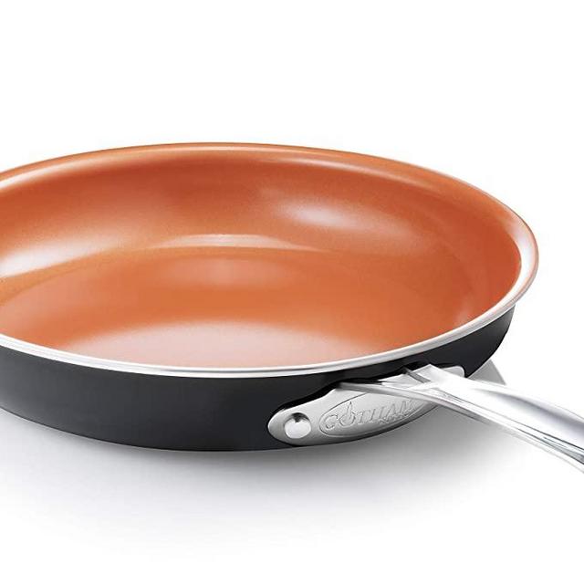 Gotham Steel 9.5 Ultra Nonstick Ceramic Copper Coating by Titanium Frying Pan by Daniel Green, Brown