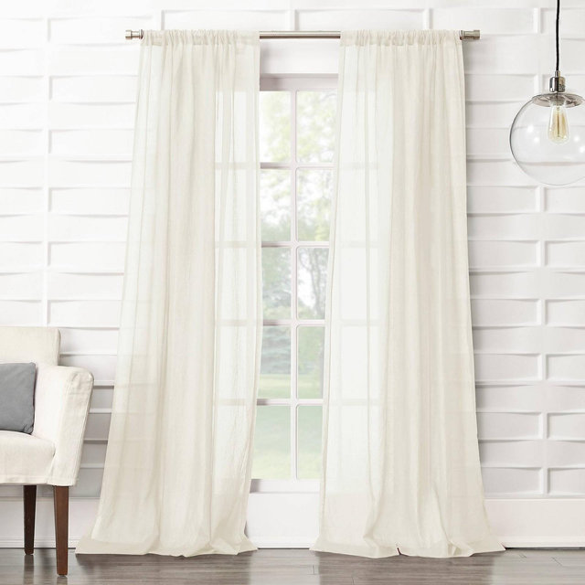 95"x50" Avril Crushed Texture Light Filtering Rod Pocket Curtain Panel Cream - No. 918