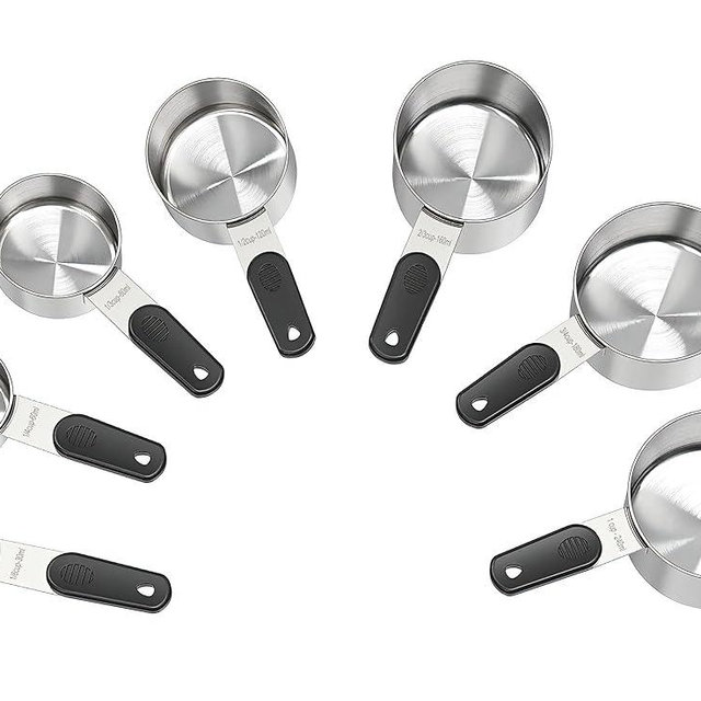 Magnetic Handles 7 Piece Stainless Steel Measuring Cups, Black, Kitchen Gadgets for Measure Liquid and Dry Ingredients, Cooking & Baking