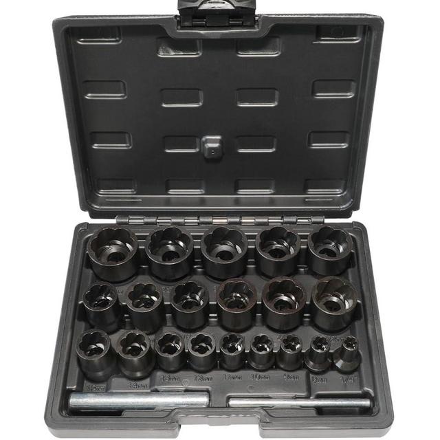 DPTOOL 22 Piece Bolt Nut Extractor Set, 1/2" and 3/8" Drive Impact Lug Nut Remover Socket Tool, Wheel Lock Removal Kit for Extracting Damaged, Stripped Frozen Nuts & Screws Twist Socket Set