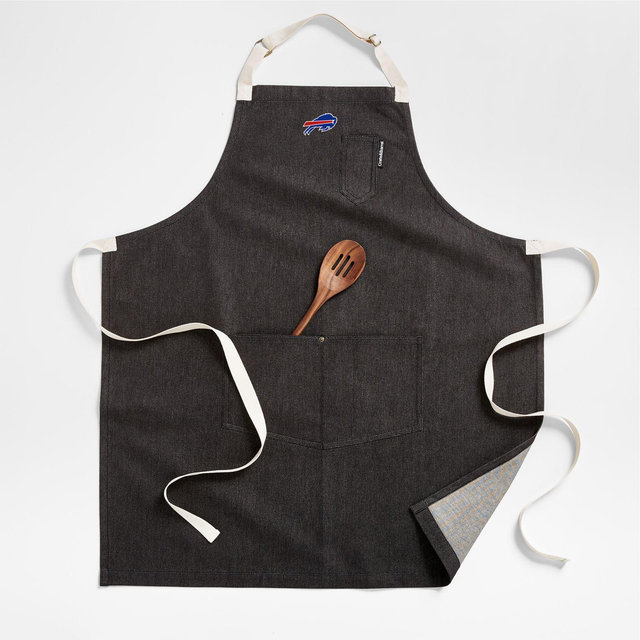 NFL Buffalo Bills Black Organic Cotton Kitchen Apron with Pockets