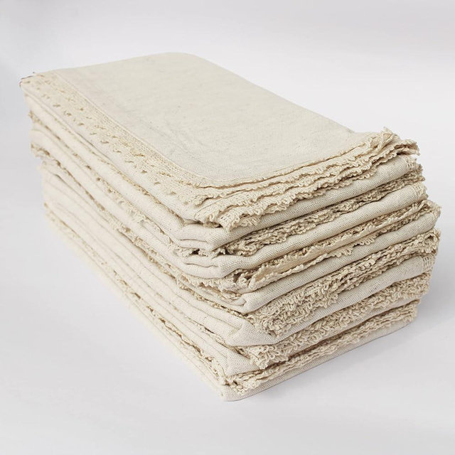 A&A Fabrics Natural Cotton Linen Napkin Set of 12 18x18 inch Dinner Napkins - Washable Soft Premium Hotel Quality Reusable Napkins Perfect Table Napkins for Family Dinners, Weddings (Lace Napkins)