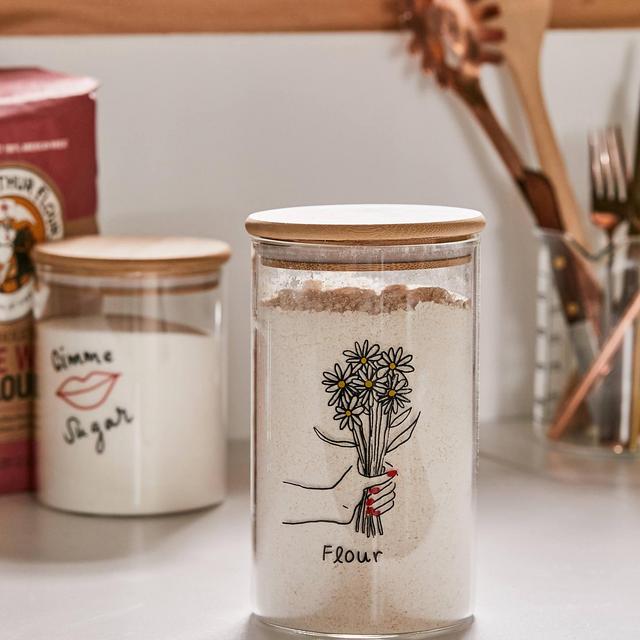 Large Wooden Lid Glass Storage Jar
