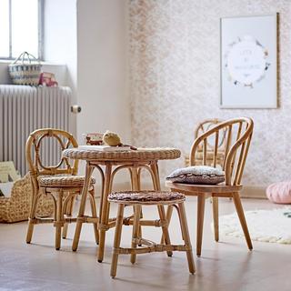 Wood and Rattan Stool