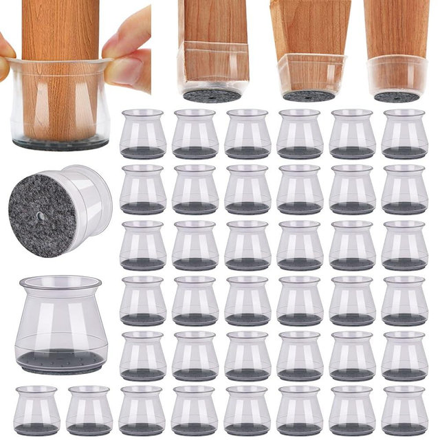 BUMACO 40Pcs Chair Leg Floor Protectors Chair Leg Protectors for Hardwood Floors Silicone Pads Covers to Protect Floors Clear Universal S (15/16" to 1-5/16")