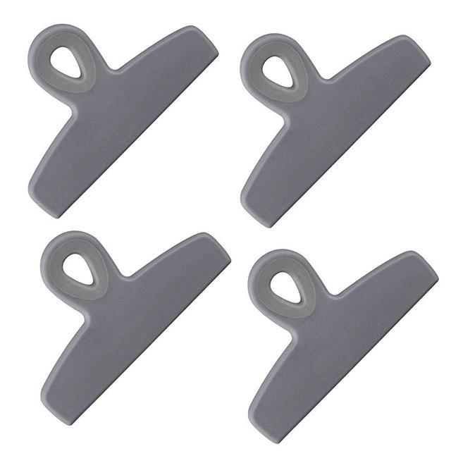 Cook with Color Set of 4 Large Heavy Duty Bag Clips- 5" Chip Bag Clips, Large Food Clips for Food Storage with Air Tight Seal Grip for Bread Bags, Snack Bags and Food Bags - (Grey)