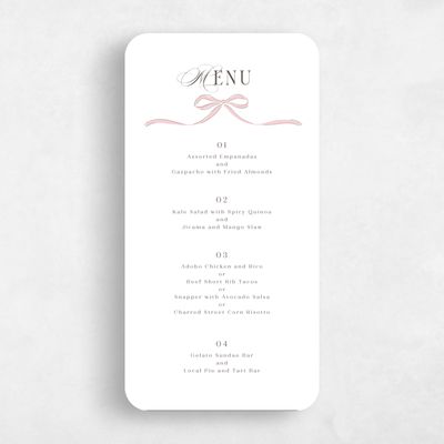 White Rounded Wedding Menu - Cindra