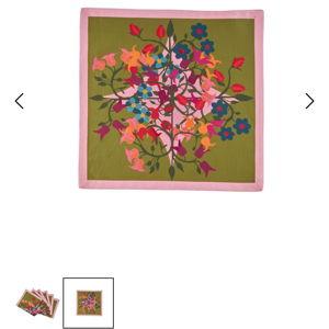 Set Of Six Napkins In Bold Flower Print On Green