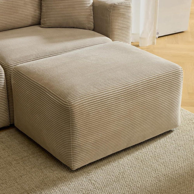 Karl home Modular Ottomen for Sectional Sofa Modern Corduroy Comfy Upholstered Furniture for Living Room, Bedroom, Apartment, Khaki