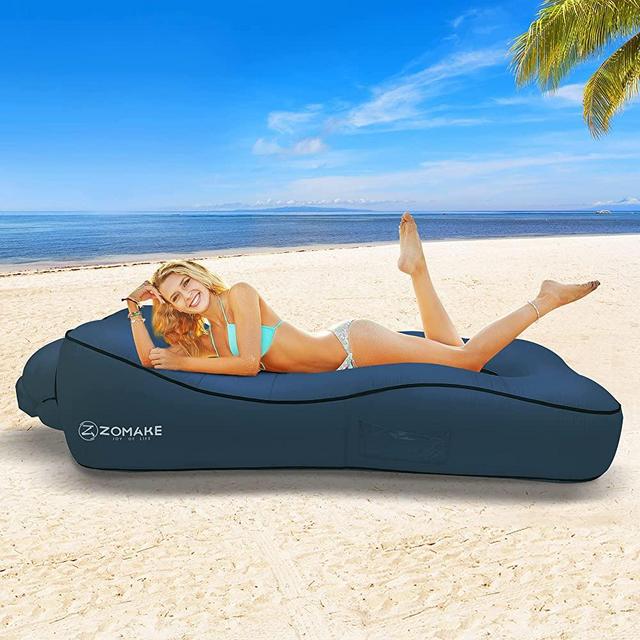 ZOMAKE Inflatable Lounger Couch with Pillow, Anti-Air Leaking & Portable Air Sofa Hammock for Beach, Backyard, Camping, Picnics, Music Festivals