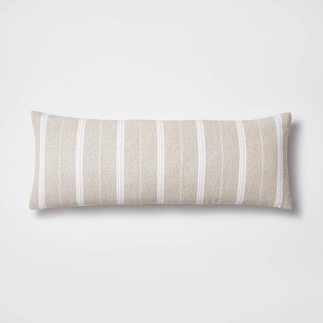 Oversized Oblong Boucle Woven Stripe Decorative Throw Pillow Khaki - Threshold™ designed with Studio McGee