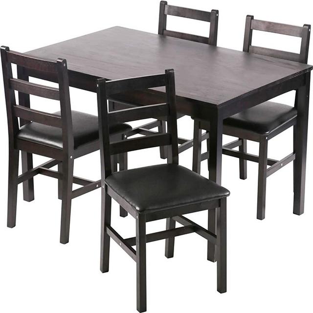 Kitchen Table and Chairs for 4 Dining Room Table Set,Wood Elegant Kitchen Sets for Small Space,Dark Brown