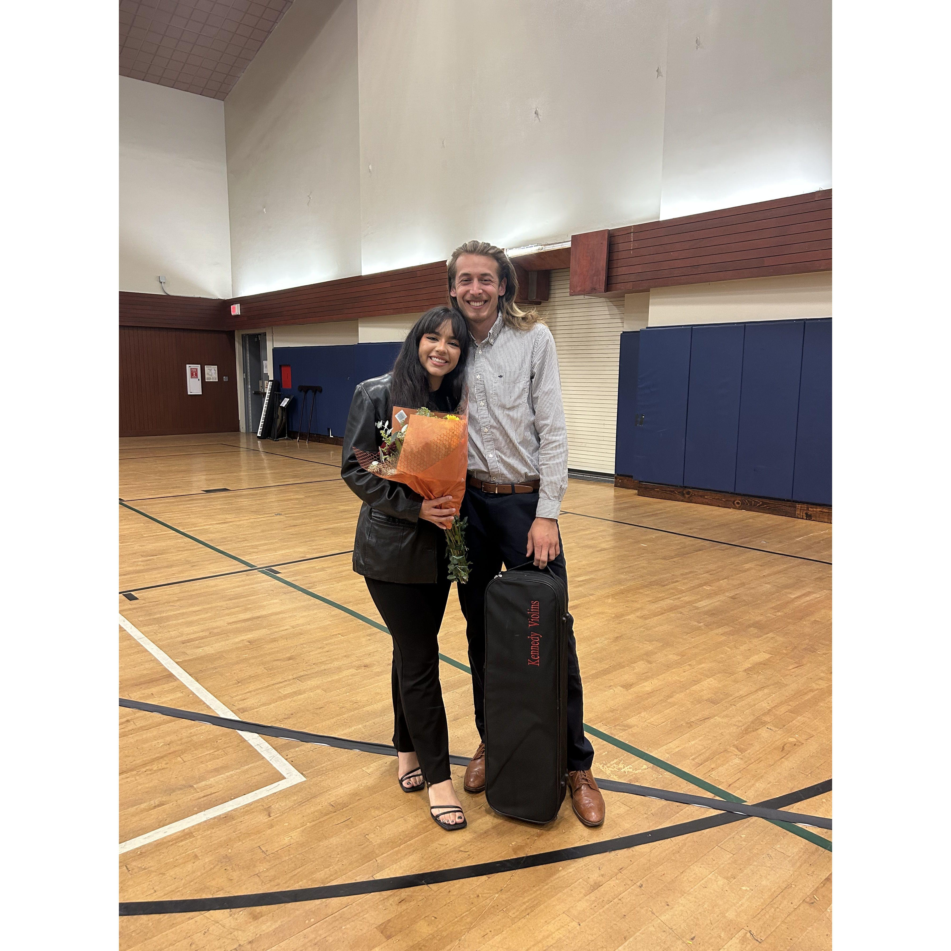 Javier supporting Daniela at one of her orchestra concerts in Westwood LA