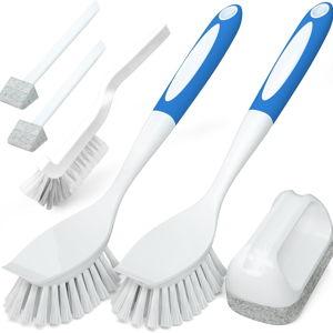 Holikme Cleaning Brush Set, Scouring Pad for Cleaning, Groove Gap Brushes for Pot, Pan, Kitchen Sink, Wire Brushes (Azul)