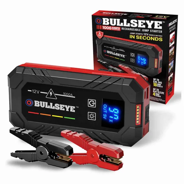 BULLSEYE 1000A Rechargeable 12V Lithium Portable Car Battery Jump Starter with Power Bank and USB-C
