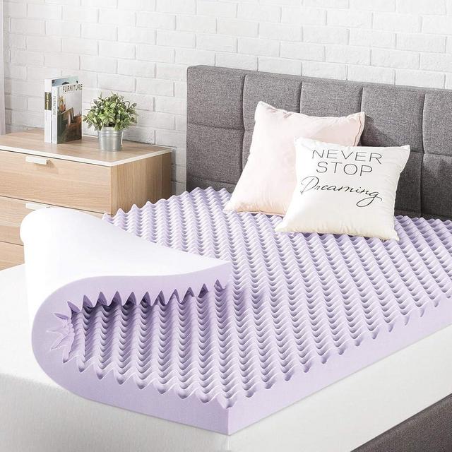 Best Price Mattress 3 Inch Egg Crate Memory Foam Mattress Topper with Soothing Lavender Infusion, CertiPUR-US Certified, Dorm Essentials, Cal King