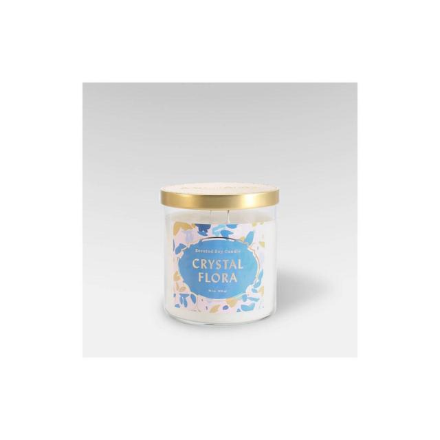 15.1oz Lidded Glass Jar 2-Wick Candle Crystal Flora - Opalhouse™