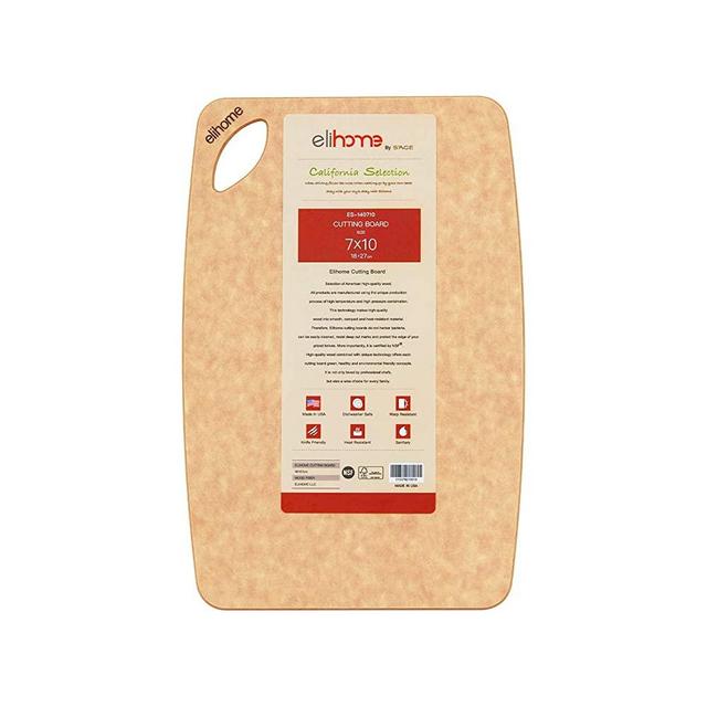 Elihome Kitchen Cutting Board,Cheese Charcuterie Board,Natural Wood Fiber Composite,Dishwasher Safe, Eco-Friendly, Easy Grip Handles, Non-Porous, Reversible, BPA Free, Made in USA, Small (7"x10"x1/4")