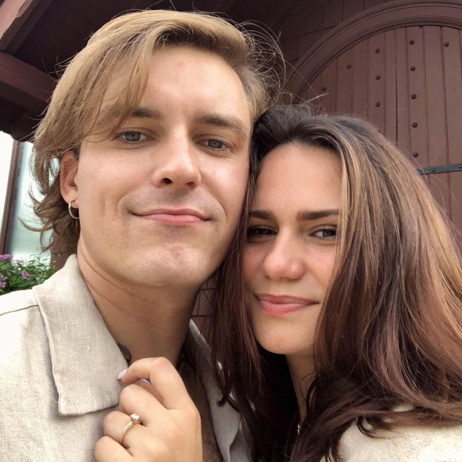 Taken right after Christian asked Rachel to marry him.