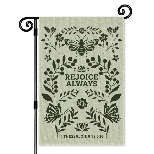 JMYROG Rejoice Always, 1 Thessalonians 5:16 Garden Flag, Double Sided Yard Outdoor Farmhouse Lawn Porch Decor Flag, Bible Verse Banner, Religious Housewarming Gifts for Women Coworker Friend