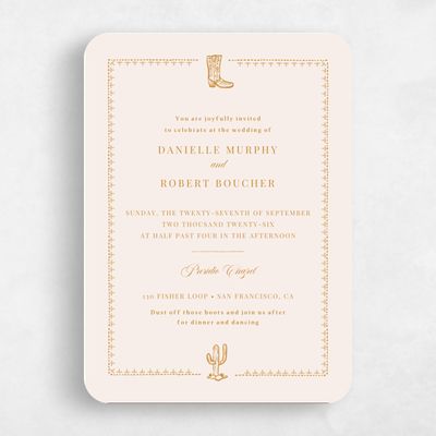Orange Rounded Wedding Invitation - Jerome Classic