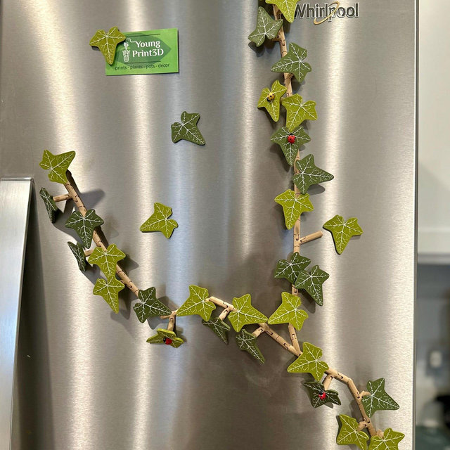 English Ivy Fridge Foliage Magnet Set: Articulating Vine - ForgeCore Design