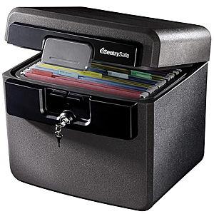 SentrySafe Black Fireproof and Waterproof Safe, File Folder and Document Box with Key Lock, Ex. 14.3 x 15.5 x 13.5 inches, HD4100