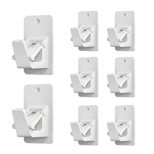 Universal Curtain Rod Holders, No Drill Curtain Rod Brackets, Self 3M Adhesive Curtain Rod Brackets Up to 30 LB, Nail Free Curtain Rod Hooks for Bathroom, Bedroom, Livingroom, Kitchen (8PC, White)