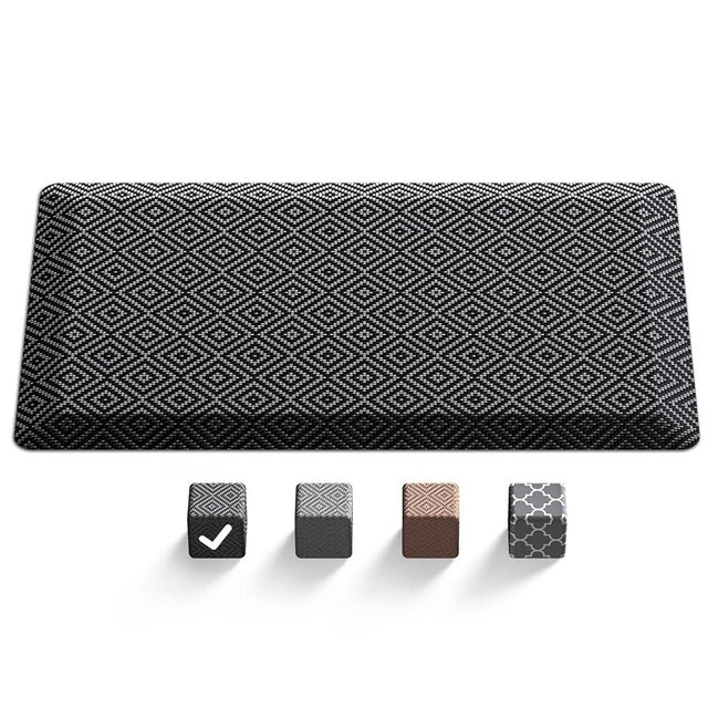 Ophanie Kitchen Mats for Floor, 9/10 Inch Thick Kitchen Rugs, Anti Fatigue Standing Cushioned Mat, Waterproof,Comfort Ergonomic Mat for Office, Home, Sink, 20''x39'' Black Non-Slip Bottom