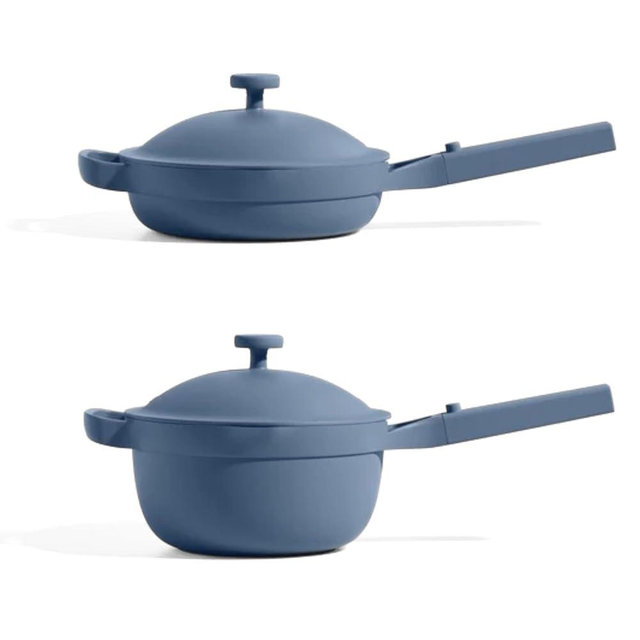 Our Place Mini Home Cook Duo - 8.5" Always Pan & Small Perfect Pot Bundle | Multi-Functional Cookware Set Replaces 18 Pieces | Blue Salt