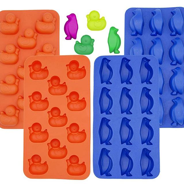 Cute Animal Duck & Penguin Shape Silicone Ice Tray Maker Mold,Set 2