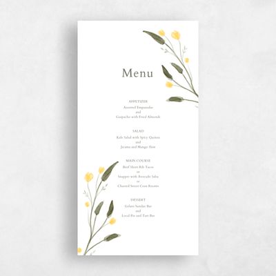 Yellow Wedding Menu - Beale