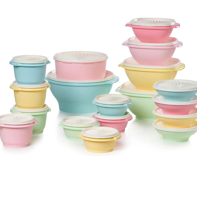 Tupperware Heritage Collection, 36 Piece Food Storage Container Set in Vintage Colors, Dishwasher Safe and BPA Free (18 containers, 18 lids)