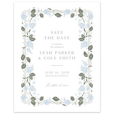 Blue Floral Wedding Digital Save the Date - Colette Portrait