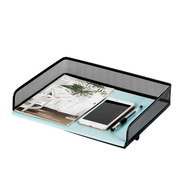 Mesh Stacking Letter Tray with Wide Side Opening Black - Made By Design™