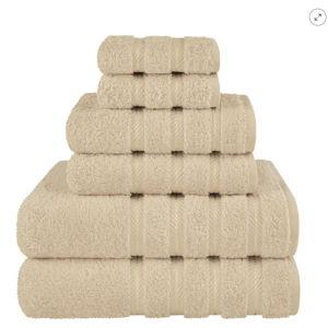 American Soft Linen Luxury Turkish 6 Piece Towel Set, 100% Cotton Soft Absorbent Bath Towels for Bathroom