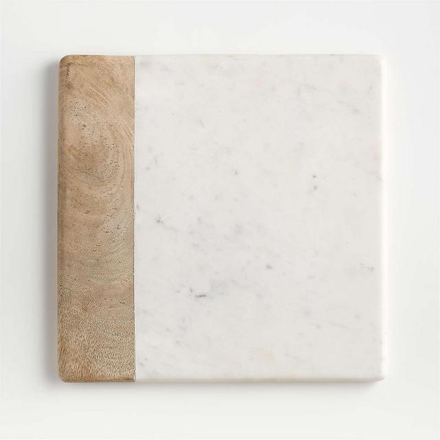 Wood Marble Square Platter