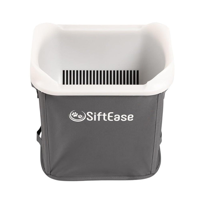 Cat Litter Sifter - SiftEase Litter Box Sifting, Fast & Easy Scoop Free Cleaner, Large Sifter with Bin for Longer Lasting Litter (Dark Grey)