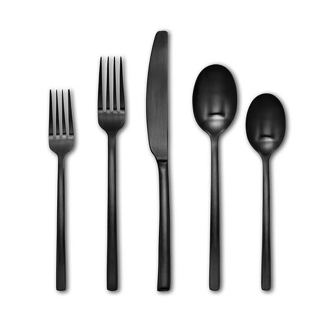 Cambridge Silversmiths Beacon Flatware Silverware Set, Black Satin, Service for 4, Includes Forks/Spoons/Knives, 20 Piece