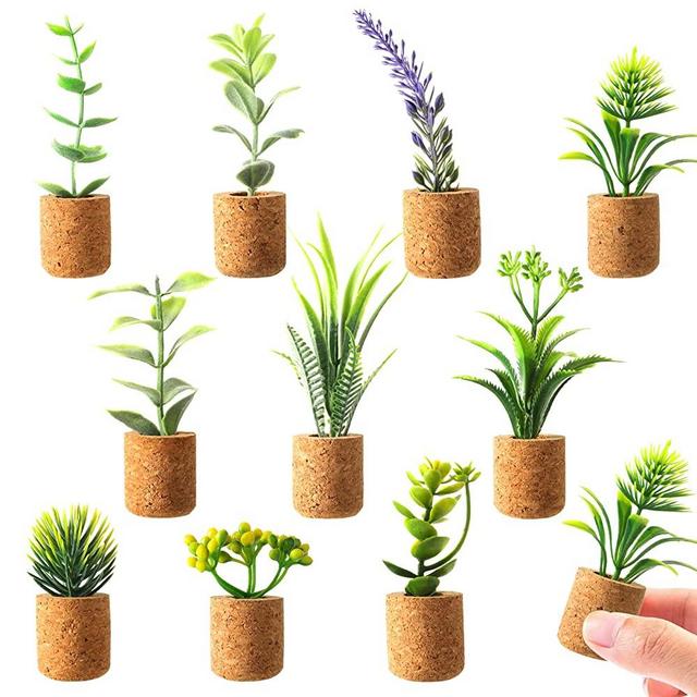 JUSTDOLIFE Plant Fridge Magnets-Mini Succulent Magnets Artificial Plants Refrigerator Magnets Potted Succulent Plants Magnet Stickers Cute for Magnet Boards Fridge Home Office Décor