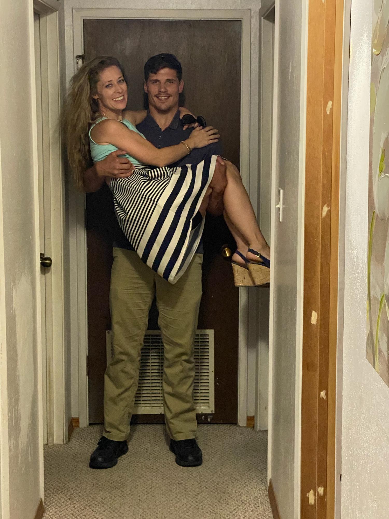Before Brandon leaves Tanna’s parents’ house, he carries her to her bed each night.