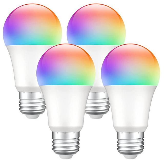 Smart Light Bulbs, Color Changing Dimmable A19 8W Smart Bulbs Work with Alexa, Google Home, No Hub Required, WiFi Light Bulbs 2700K-6500K, 800lumens, E26 Led Light Bulbs 75 watt Equivalent, 4 Pack