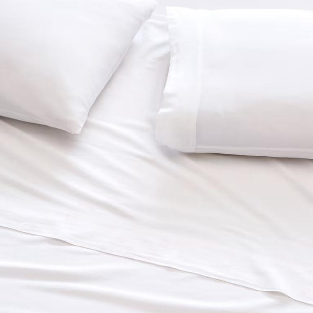 Solid Relaxed Organic-Cotton Sateen Sheets