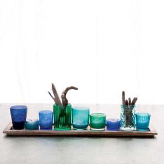 Tray with Glass Votive Holder 10-Piece Set