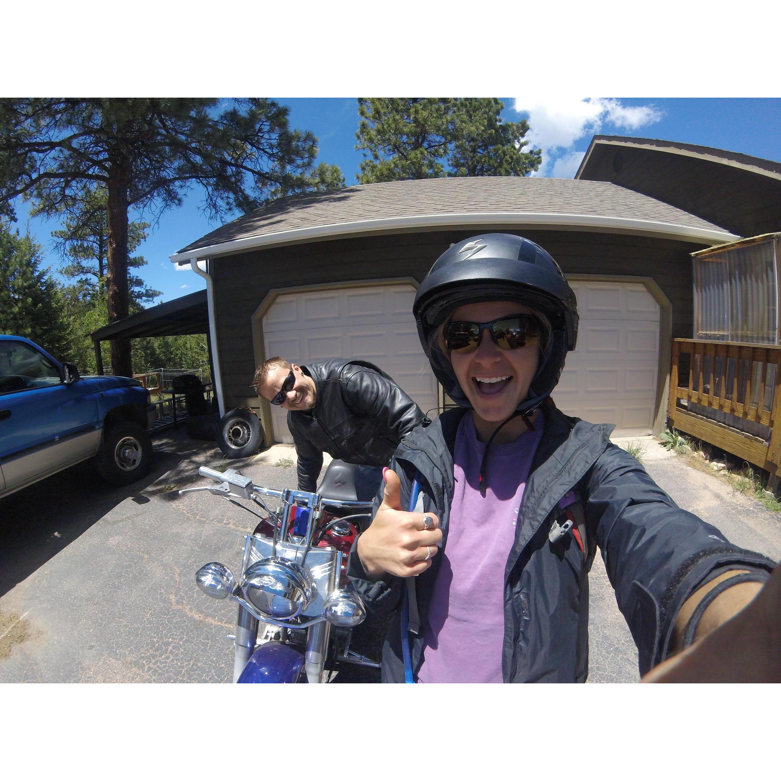 Our first motorcycle ride together